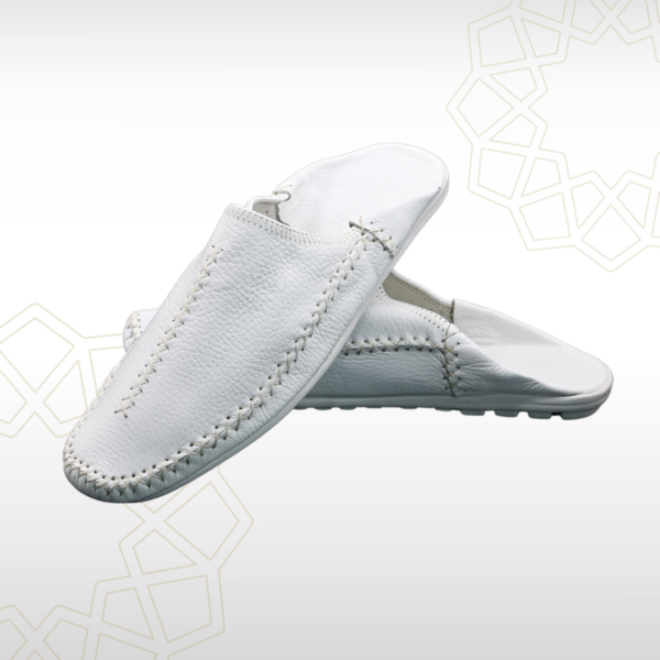Babouche Homme en Cuir Véritable – Blanc Pur | Artisanat Chic du Maroc