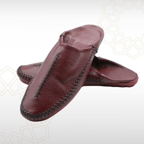 Babouche Homme en Cuir Véritable – Rouge Bordeaux | Artisanat & Charisme