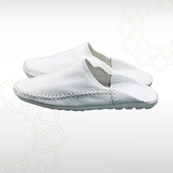 Babouche Homme en Cuir Véritable – Blanc Pur | Artisanat Chic du Maroc – Image 3