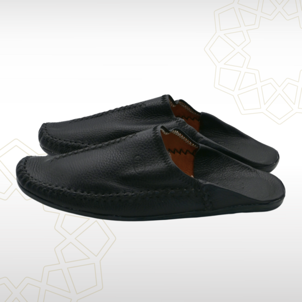 Babouche Homme en Cuir Véritable – Noir Classique | Élégance Intemporelle – Image 3