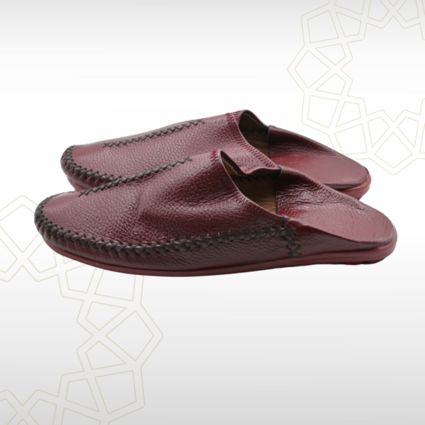 Babouche Homme en Cuir Véritable – Rouge Bordeaux | Artisanat & Charisme – Image 2