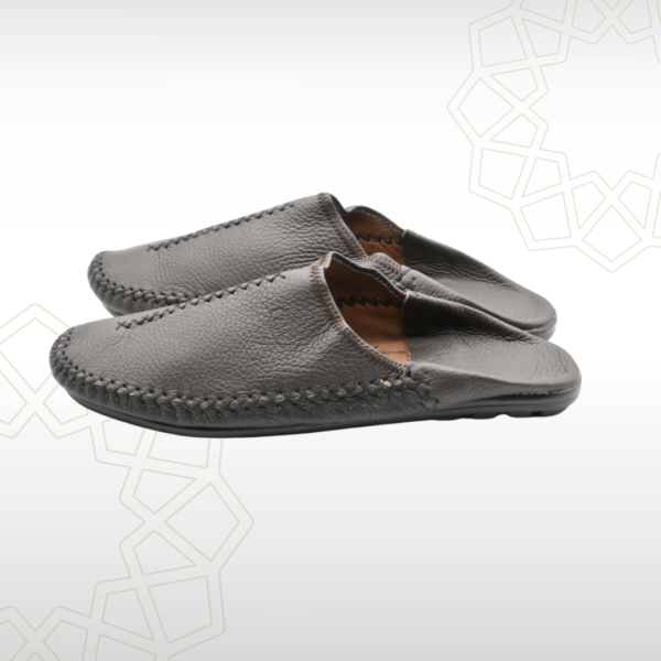 Babouche Homme en Cuir Véritable – Gris Élégant | Artisanat & Confort – Image 3