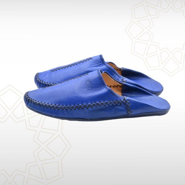 Babouche Homme en Cuir Véritable – Bleu Royal | Raffinement & Style Marocain – Image 3