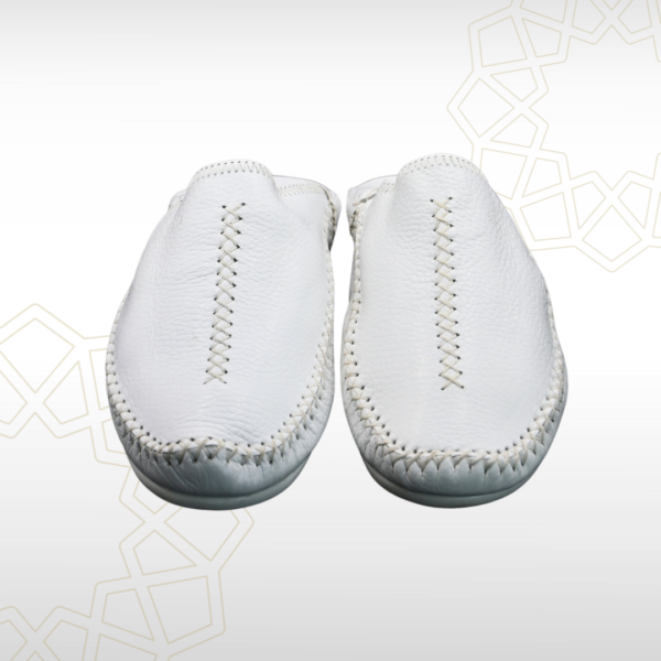 Babouche Homme en Cuir Véritable – Blanc Pur | Artisanat Chic du Maroc – Image 2