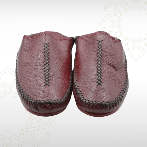 Babouche Homme en Cuir Véritable – Rouge Bordeaux | Artisanat & Charisme – Image 3