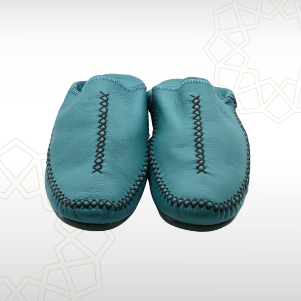 Babouche Homme en Cuir Véritable – Bleu Turquoise | Style Frais & Authentique – Image 2