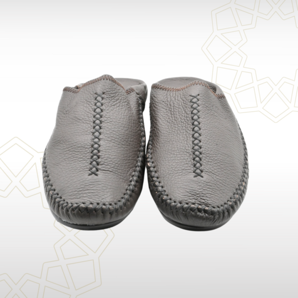 Babouche Homme en Cuir Véritable – Gris Élégant | Artisanat & Confort – Image 2