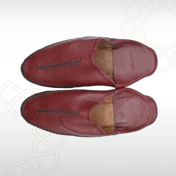 Babouche Homme en Cuir Véritable – Rouge Bordeaux | Artisanat & Charisme – Image 4