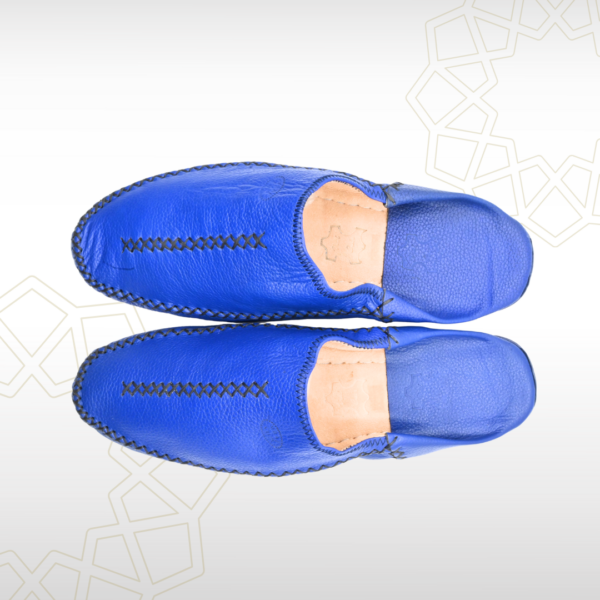 Babouche Homme en Cuir Véritable – Bleu Royal | Raffinement & Style Marocain – Image 4